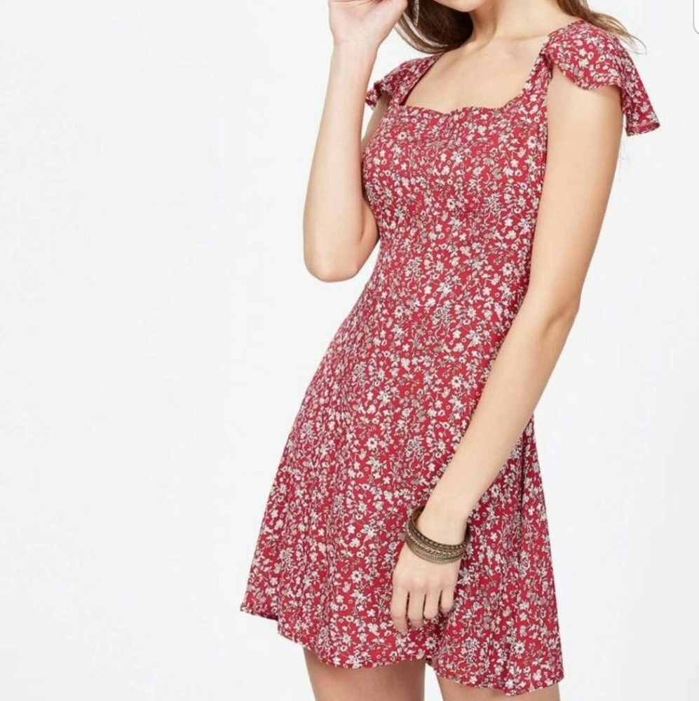 Calico Print Cross Tie Back Dress